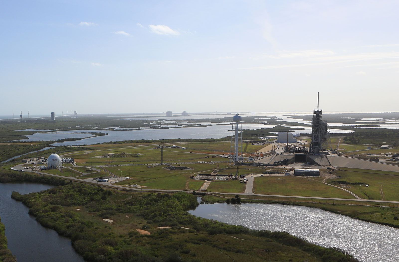 A pair of launch pads at the spaceport on Florida's Atlantic Coast.