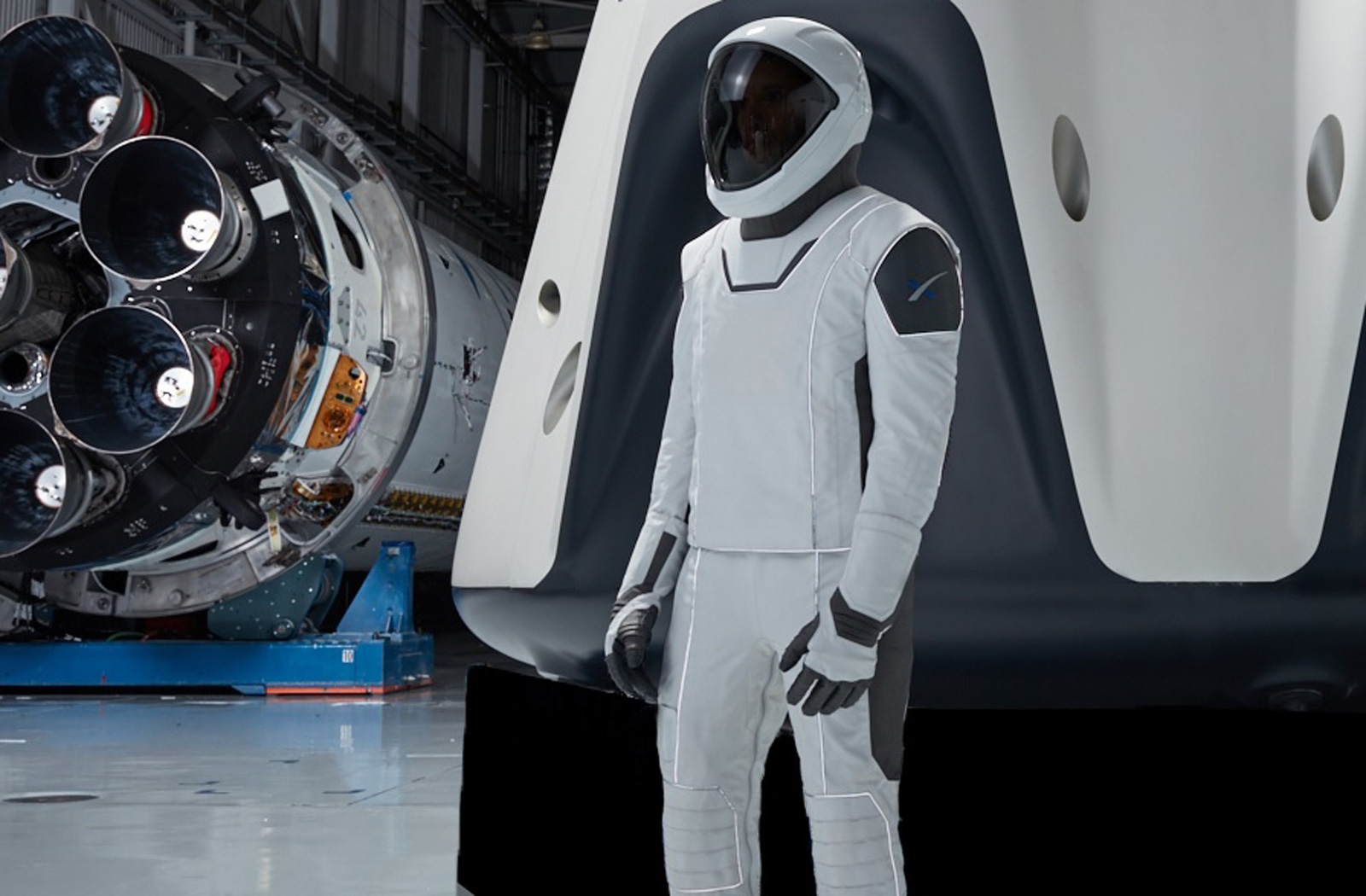 SpaceX Crew Dragon Modules with Space Suit