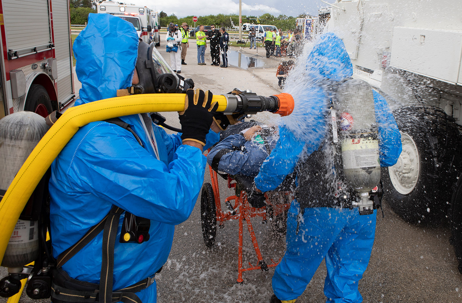 Triage simulation near Launch Complex 39A.