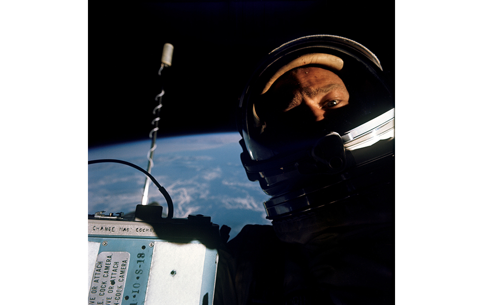 Photo of Gemini astronaut 'Buzz' Aldrin on his spacewalk.