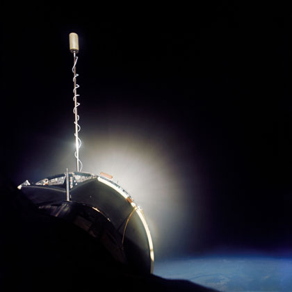 Photo of Agena Firing while docked to Gemini X.