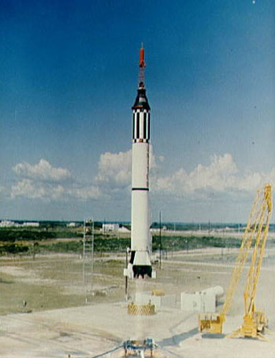 Mercury Redstone rocket seconds after liftoff