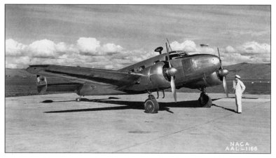 The Lockheed 12A ice research airplane at Ames.