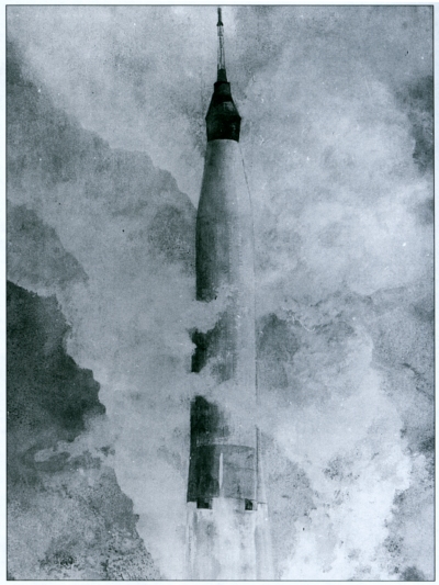 Image of Launch of Mercury-Atlas, watercolor by John McCoy