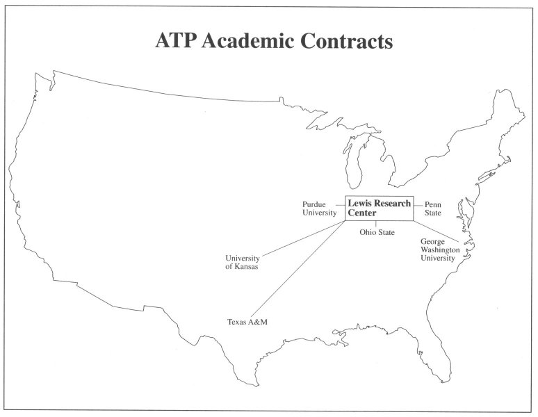 Map of US showing ATP academic contacts and locations.
