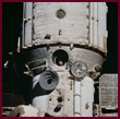 Cosmonaut Valeri Polyakov looks out Mir's window during rendezvous operations with Discovery and the STS-63 mission