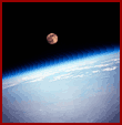  Scenic full moon over Earth horizon