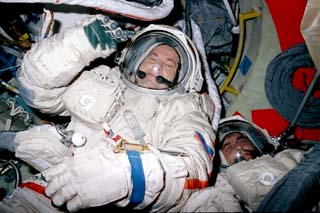 Mir-24 commander Anatoly Solovyev wearing his Sokol suit.