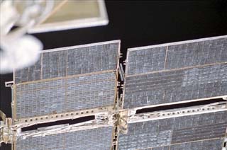 Mir Space Station views of the solar arrays.