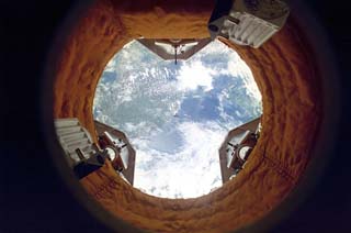 Earth view through docking target