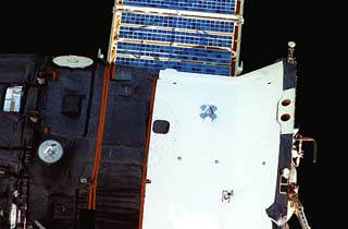 Detailed survey views of the Mir's Soyuz exterior.