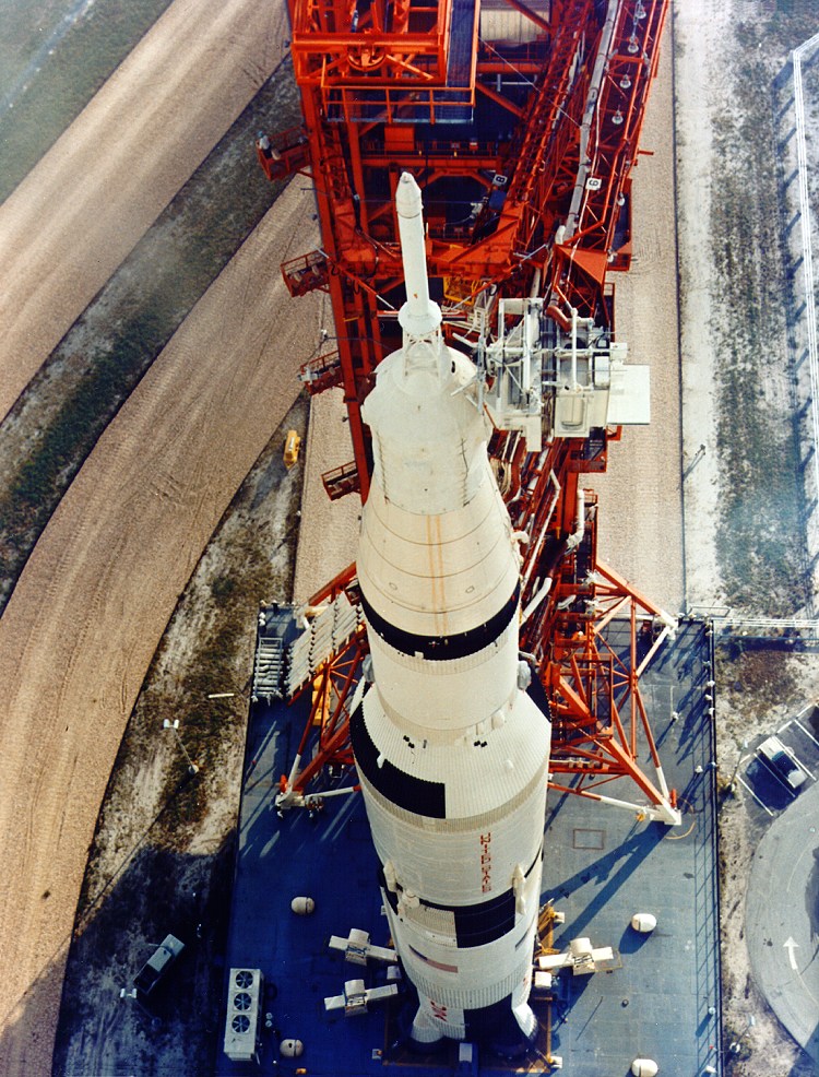 The Apollo 8 space vehicle leaves the VAB
