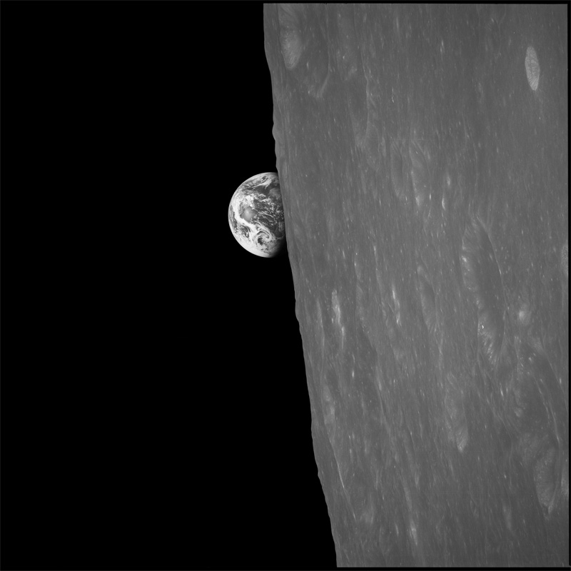 AS08-13-2329 - The first image of Earthrise taken by a human.