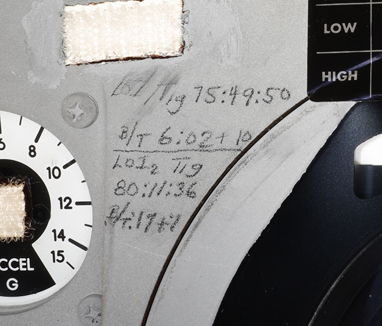 Detail of notes at top-right of Attitude Indicator