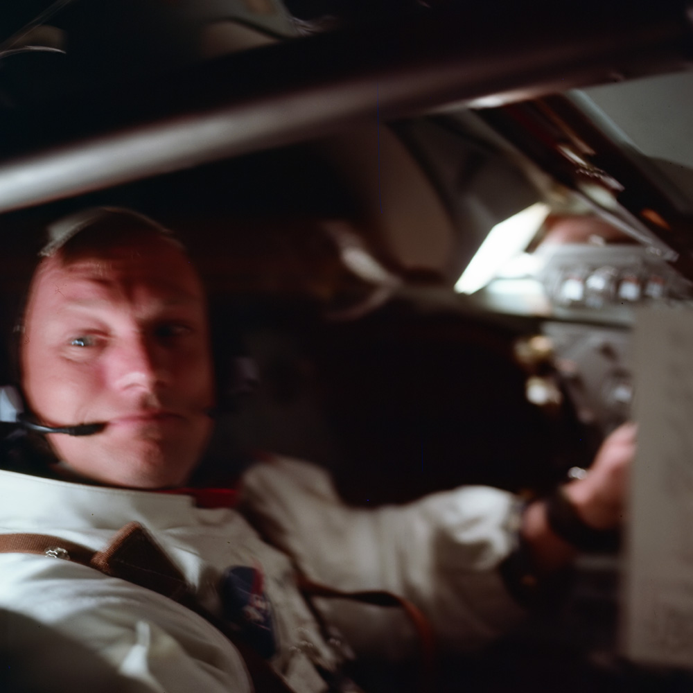 AS11-36-5291 - Neil Armstrong during the Earth orbit phase of the mission