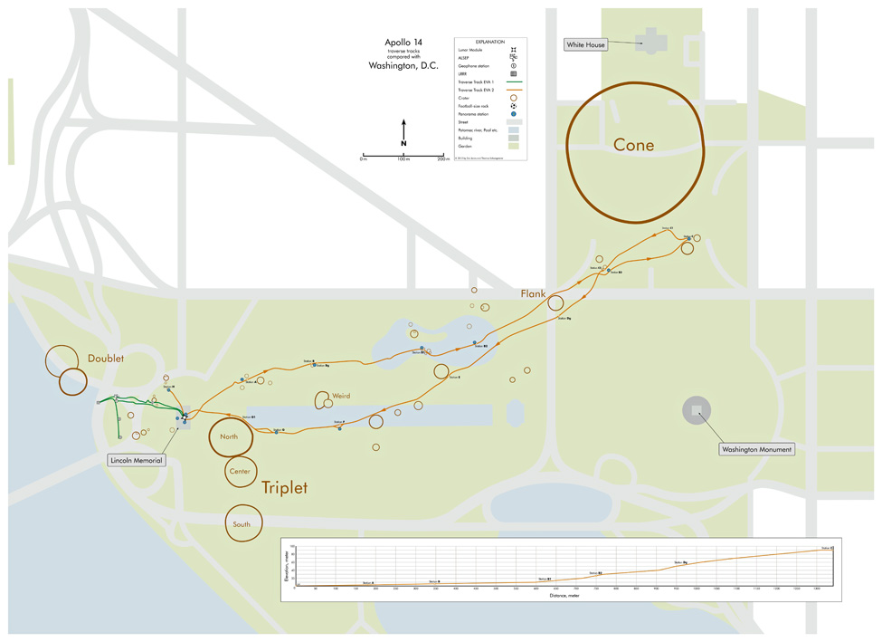 A14 route
          compared to Lincoln Memorial to White House