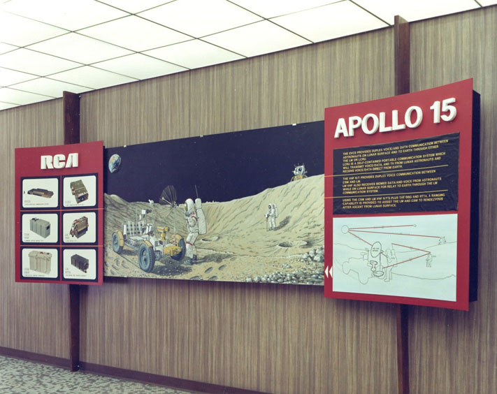Display at RCA showcasing contributions to Apollo 15