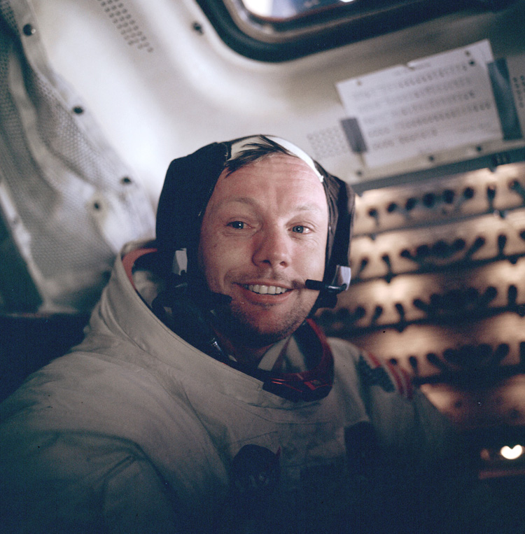 Neil in the LM Cabin after
          the EVA