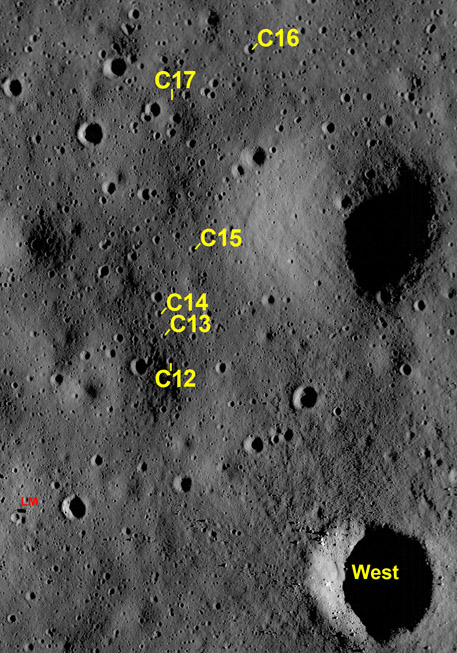 Detail from M116161085R showing craters C12-16