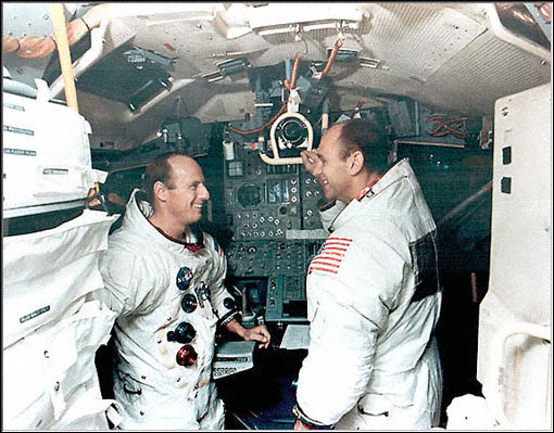 astronauts inside command module