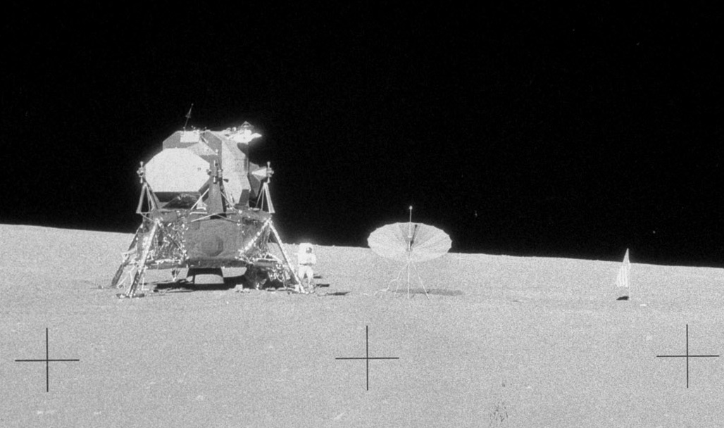 Detail from
        AS12--7152, taken by Al Bean on his way from Block Crater to the
        LM