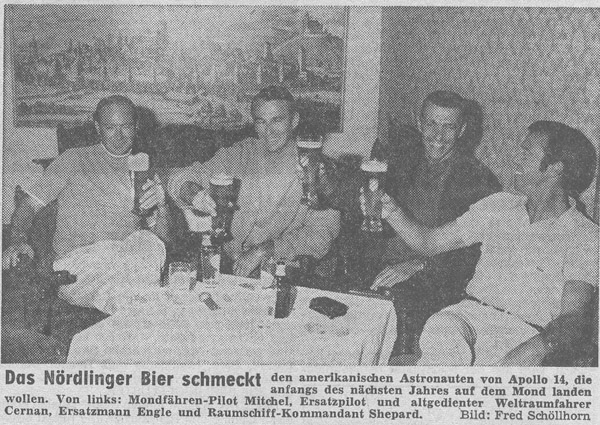 Apollo 14 astros enjoy Bavarian beer
