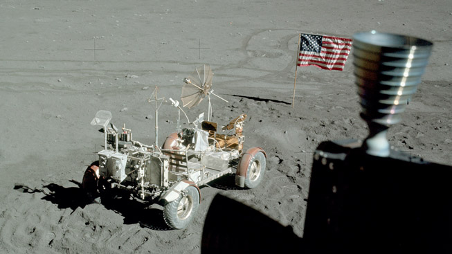 Flag from LMP window after EVA-2