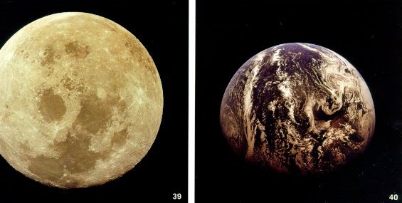 Side by side photos of the Moon and the Earth