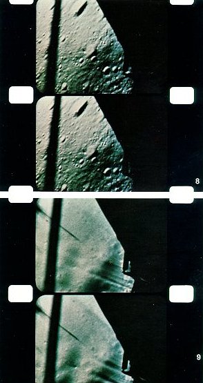 Filmstrip of LM landing on the moon