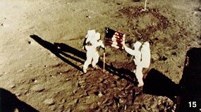 Aldrin and Armstrong setting American Flag on the Moon
