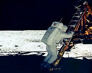 Aldrin on the LM footpad 