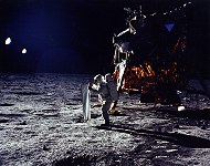 Aldrin erects solar wind experiment