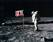 Aldrin salutes the U.S. Flag