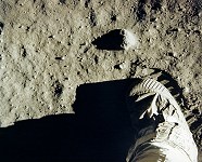 Aldrin's boot and footprint in lunar soil
