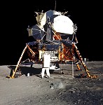 Aldrin unpacks experiments from LM 