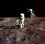 Aldrin assembles seismic experiment