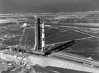 The Apollo 11 Saturn V nears the end of its trip to the launchpad