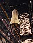 The Apollo 11 spacecraft assembly is hoisted for mating to the launch vehicle