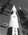 The Mobile Service Structure moves away from Apollo 11 on pad 39-A