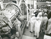 ASTP crew look over the docking module