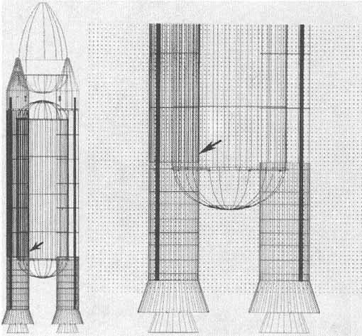 Figure 23. Wire-Frame CAD Drawing of Launch White Smoke Location Indicated.