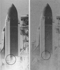 Figure 36. Camera CZR-1 at 02.733 MET (left) and Camera E60 at 02.738 MET (right).