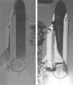 Figure 37. Camera E60 at 03.375 MET (left) and Camera E217 (exact time unknown) (right).