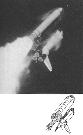 Figure 141. Camera E202 at 48.118 MET (above) and Annotated Hidden-Line CAD Drawing (right).