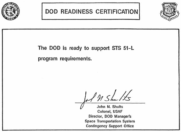 DOD Readiness Certification.