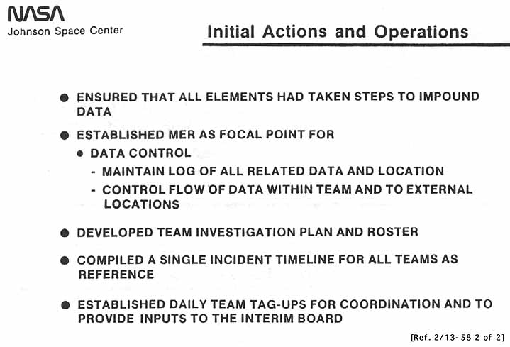 NASA-JSC. Initial Actions and Operations.