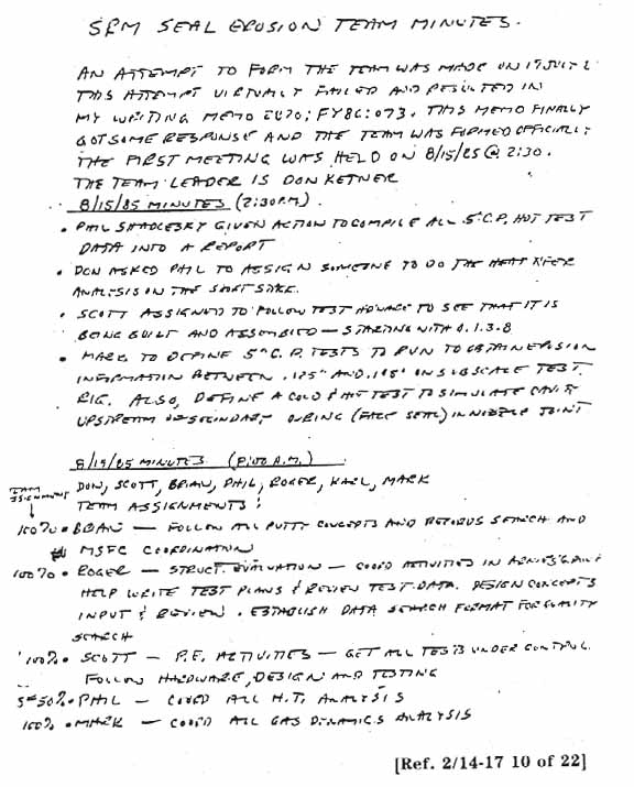 SRM Seal Erosion Team Minutes.