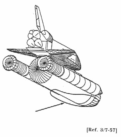 Computer-aided drawing showing characteristic of the vapor coming from up forward.