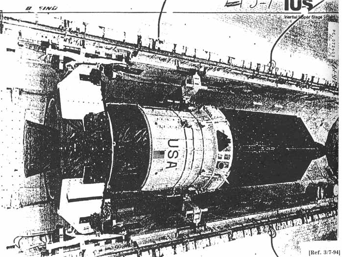 IUS + TDRS in Shuttle Payload Bay.