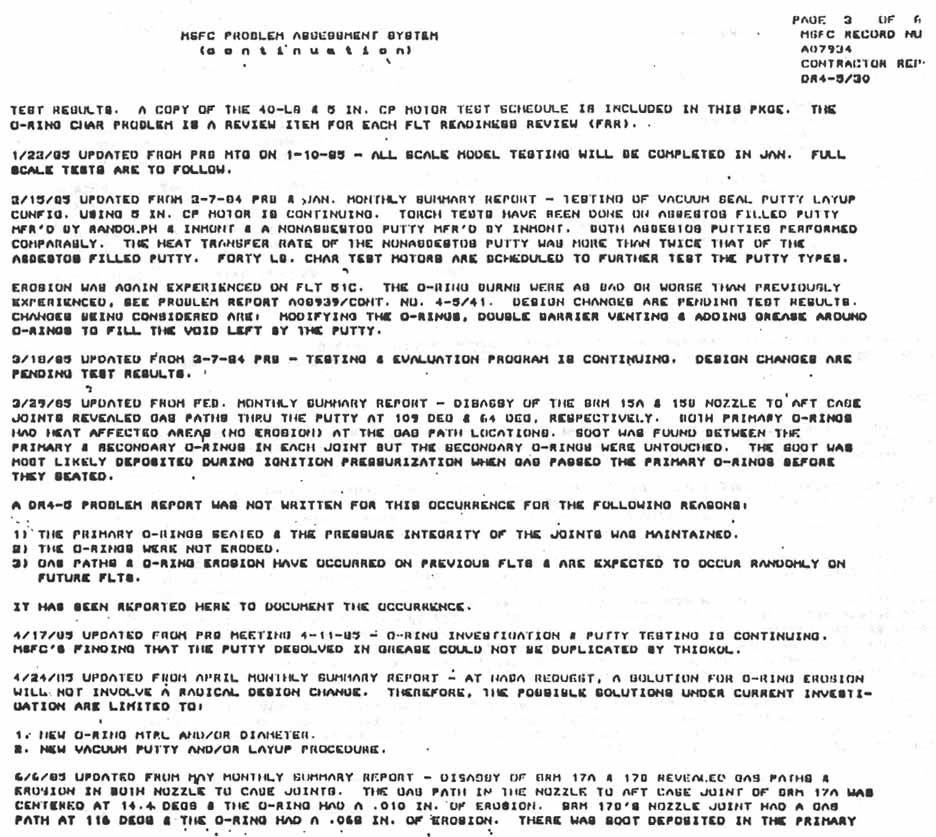 MSFC Problem Assessment System: Problem Title: Segment Joint Primary O-Ring Charred.